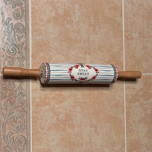 Anthropology Hand Painted Floral Rolling Pin “Stay Sweet “